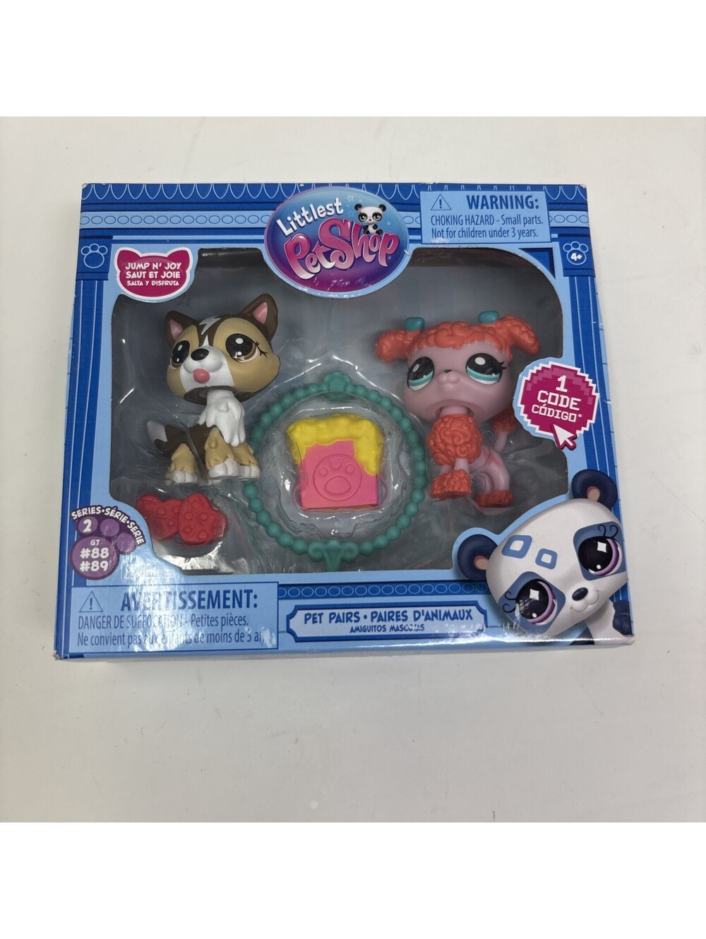 Littlest Pet Shop JUMP N JOY Pet Pairs #88 Sheltie & #89 Coral Poodle  G7 LPS
